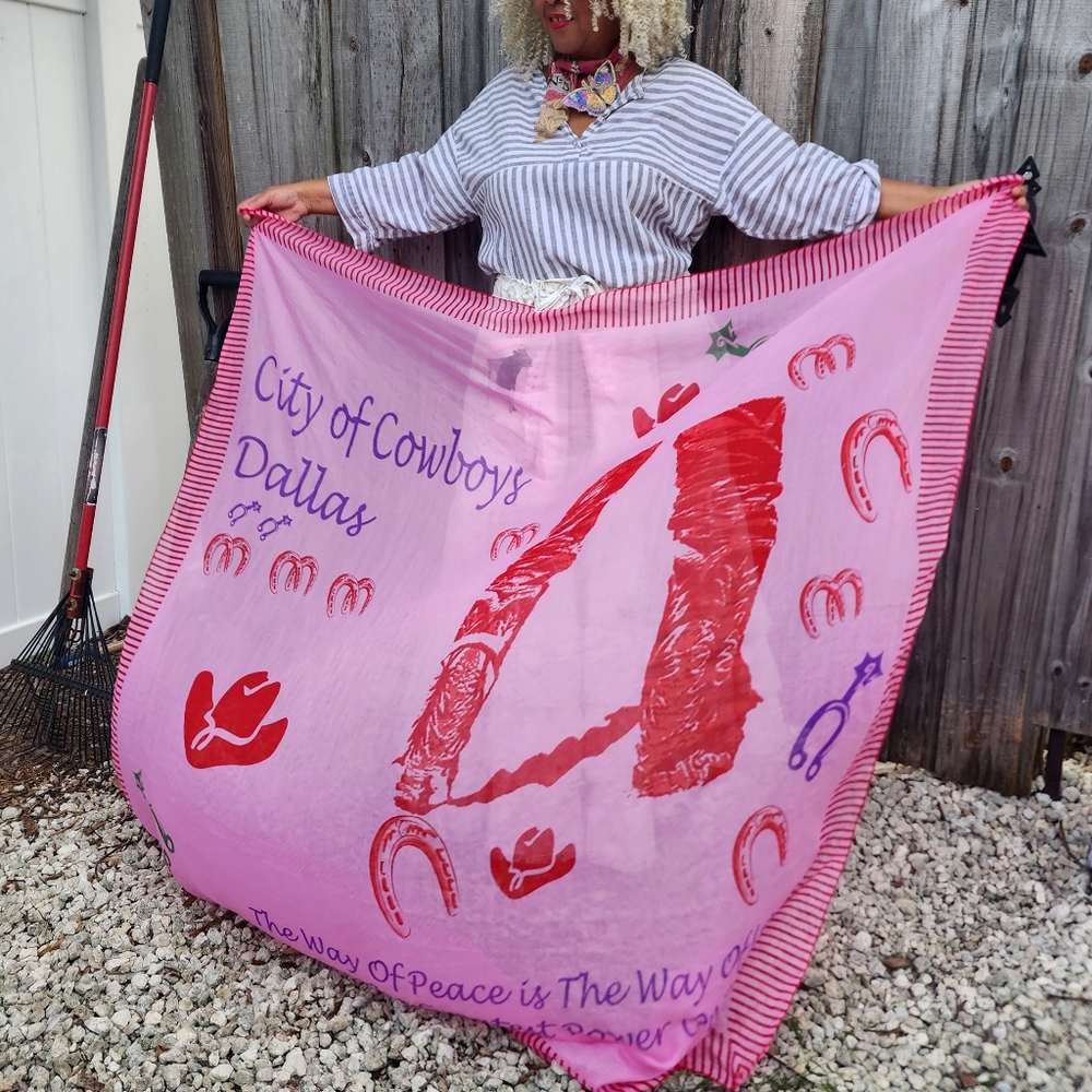 Large Design Scarf Hot Pink Scarf 100% Cotton Country Horseshoe Cowboy